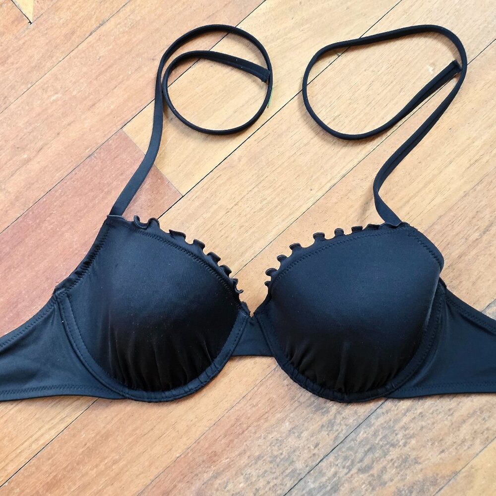 NWOT Shade & Shore Black Molded String Bikini Top Size 34C - Picture 4 of 12